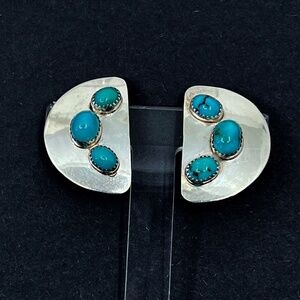 Navajo Yellow horse sterling silver turquoise earrings - GM798